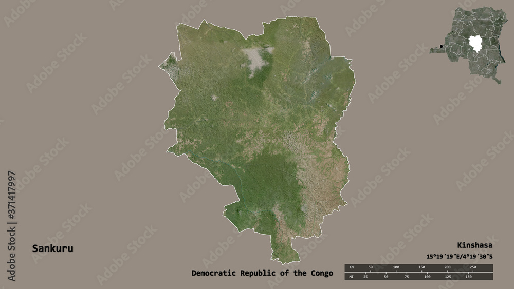 Sankuru, province of Democratic Republic of the Congo, zoomed. Satellite