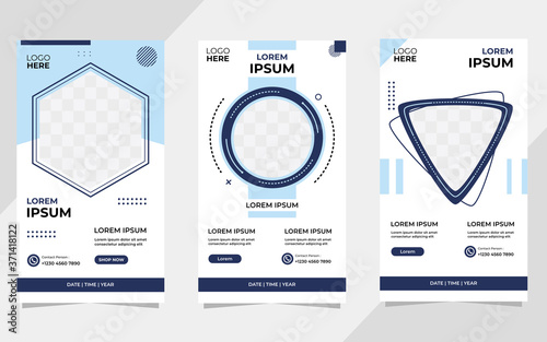 Set of Minimalist Background with memphis style. Suitable for social media Stories post template, Webinar, Seminar backdrop, flyer, ads banner, etc
