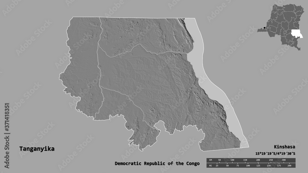 Tanganyika, province of Democratic Republic of the Congo, zoomed. Bilevel