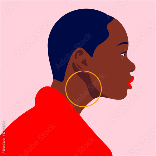 Flat Vector Illustration Side Profile Woman