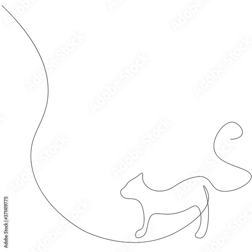 Cat silhouette on white background. Vector illustration