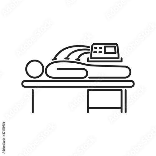 Electrotherapy line black icon. Physiotherapy, acupuncture, rehabilitation. Isolated vector element. Outline pictogram for web page, mobile app, promo. 