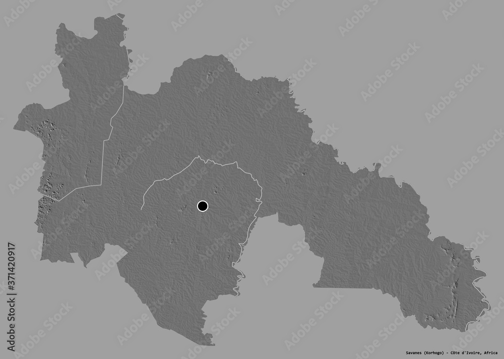 Savanes, district of Côte d'Ivoire, on solid. Bilevel Savanes, district of Côte d'Ivoire, on solid. Bilevel