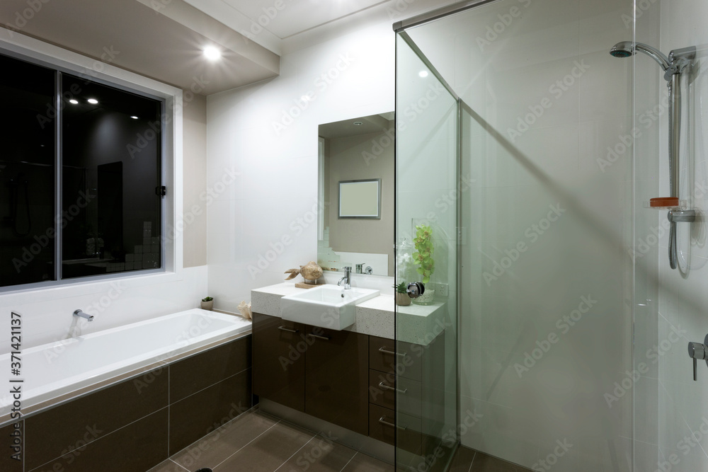 A luxury modern bathroom interior design view A luxury modern bathroom interior design view