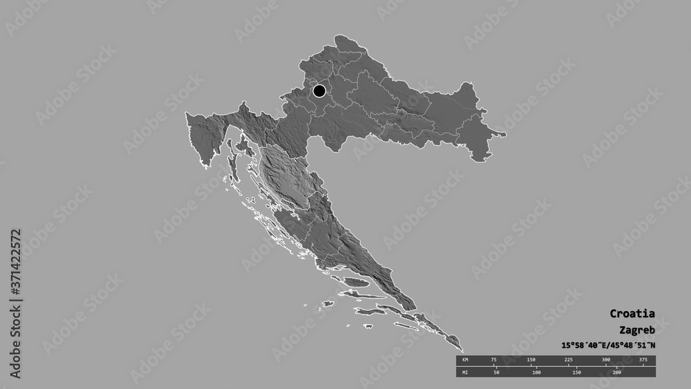 Location of Licko-Senjska, county of Croatia,. Bilevel