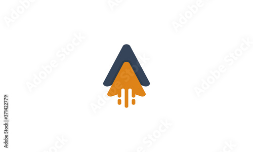 Creative Vector Illustration Logo Design Rocket Up Arrow Letter A, Startup Company