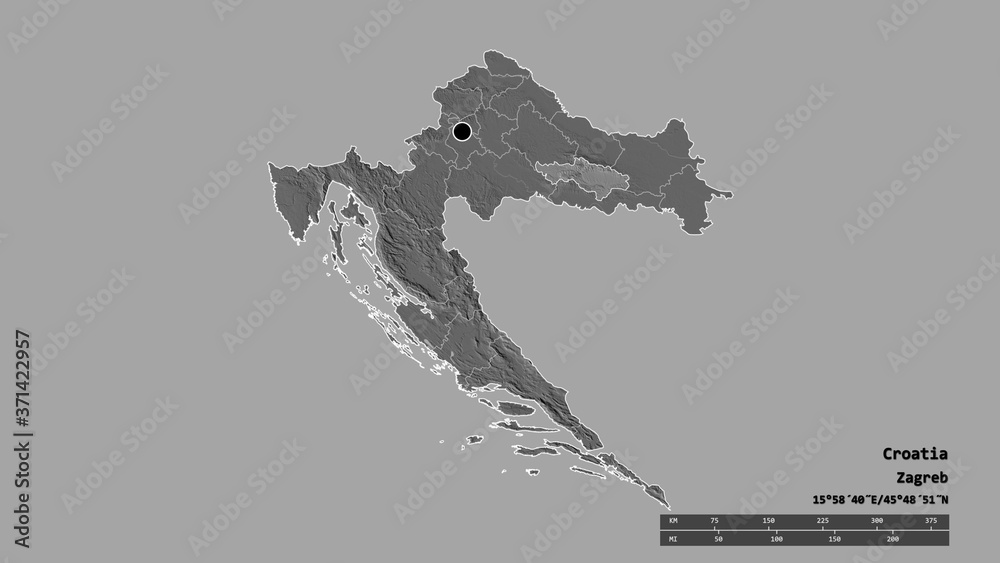 Location of Požeško-Slavonska, county of Croatia,. Bilevel