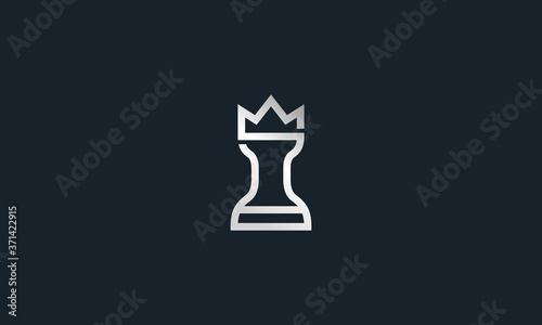 Creative Vector Illustration Logo Design King Crown Chess Monogram Style