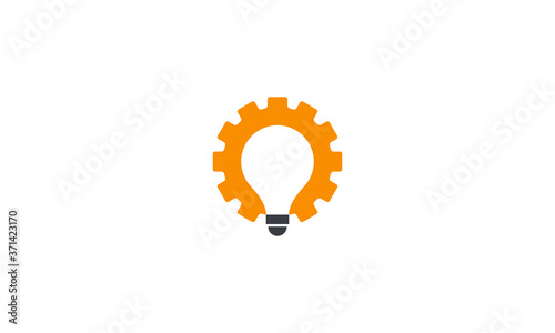 Creative vector illustration logo design light bulb cog 
