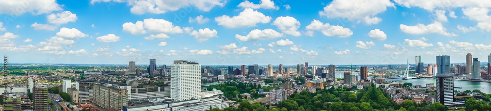 Rotterdam South Holland/Netherlands -June 11 2020 : beautiful panorama view of Rotterdam from Euromast 