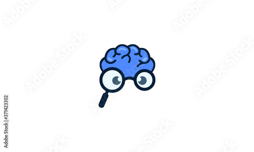 Creative vector illustration logo design brain people character with sunglasses.