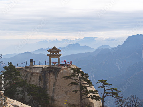 Huashan Mountain near Xian City. The Most dangerous Trail and Crowned People in China. Mount Hua is one of the Five Great Mountains of China in Huayin City, Shaanxi Province, China, 18th October 2018