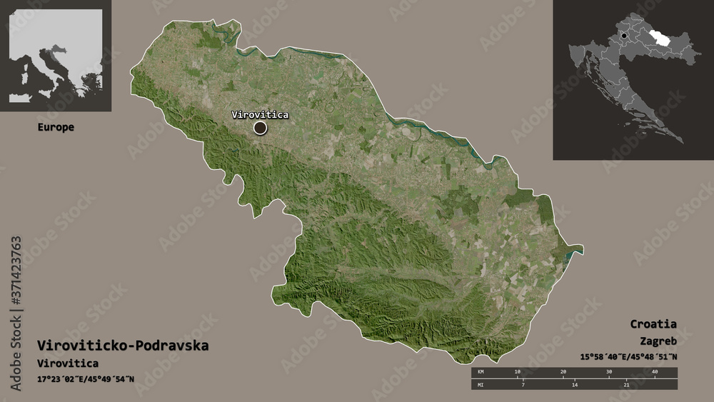 Viroviticko-Podravska, county of Croatia,. Previews. Satellite