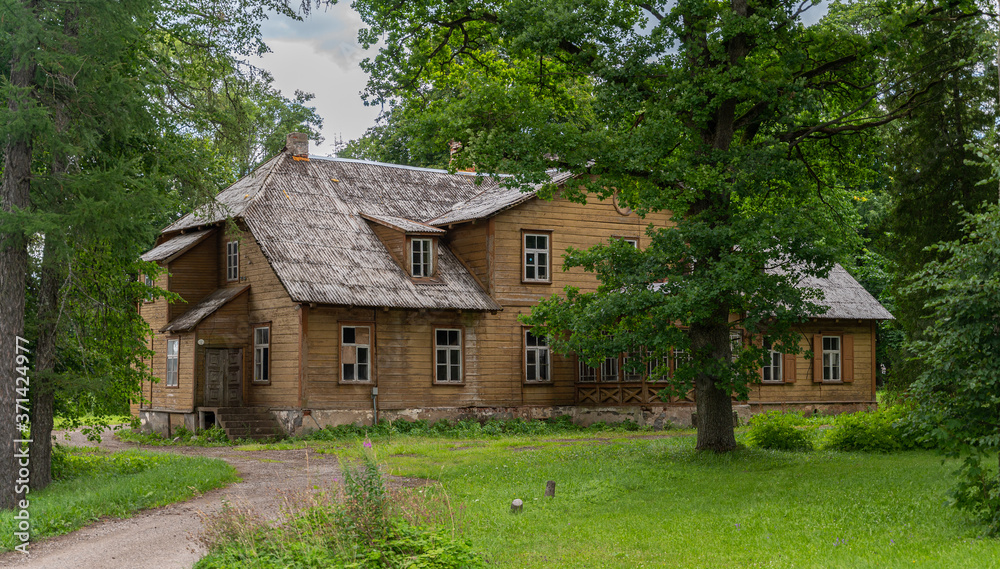 old wooden mansion in estonia europe