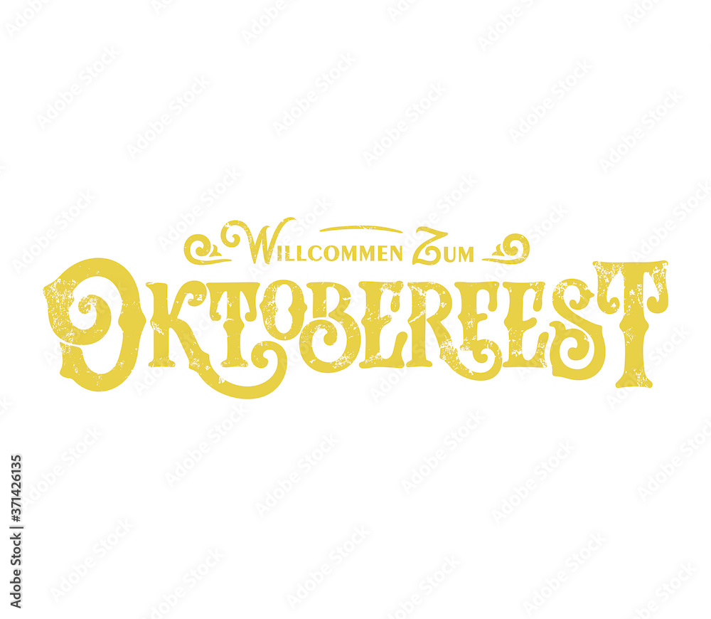 Vector illustration. Translation from German; Welcome to Oktoberfest. Oktoberfest handwritten lettering. Beer Festival vector banner. Design template celebration. Vector illustration. Translation from German; Welcome to Oktoberfest. Oktoberfest handwritten lettering. Beer Festival vector banner. Design template celebration.
