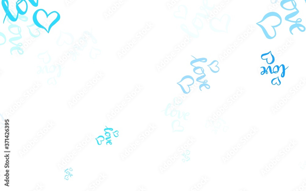Light BLUE vector pattern with colorful hearts.