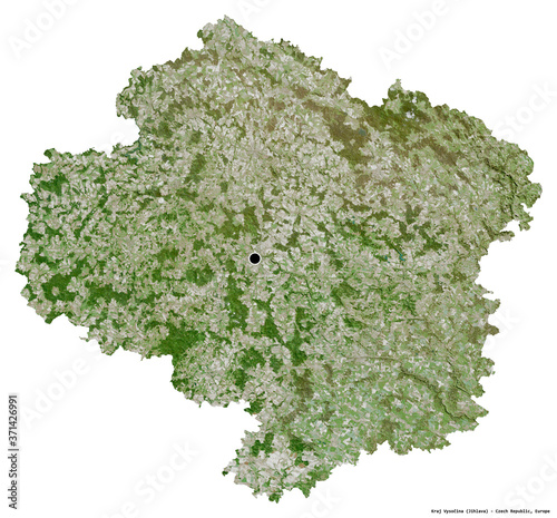 Photography Kraj Vysočina, region of Czech Republic, on white. Satellite