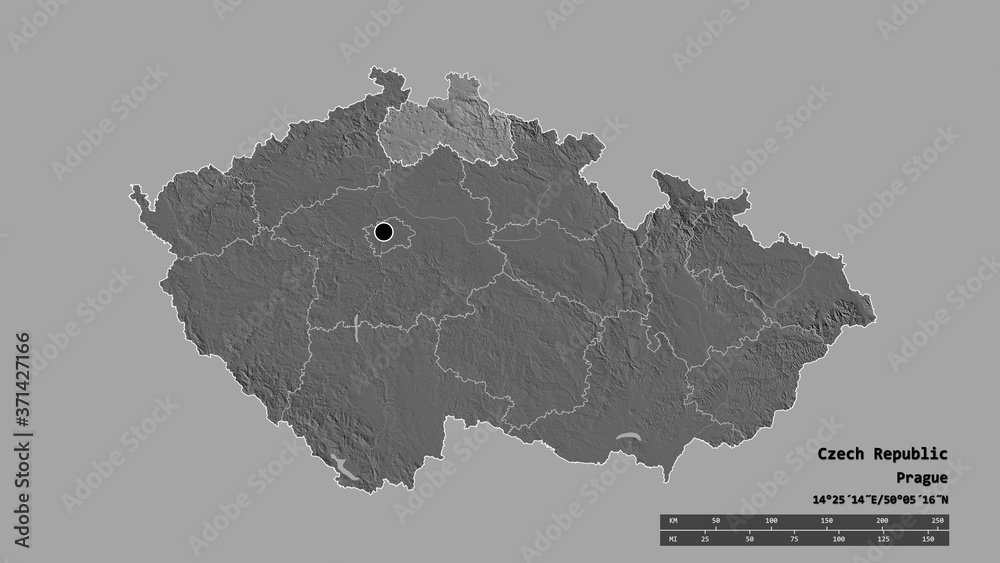Location of Liberecký, region of Czech Republic,. Bilevel