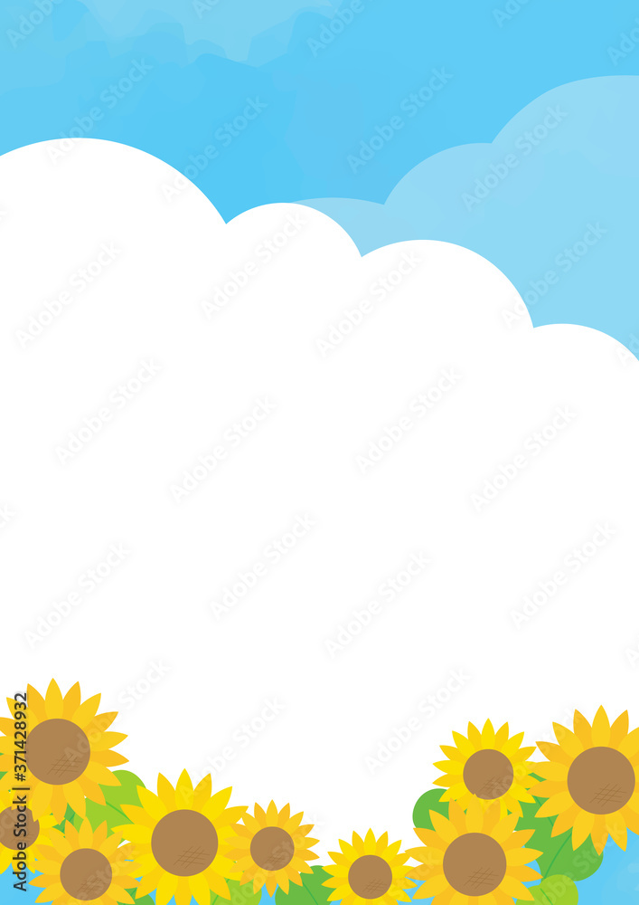 ヒマワリのフレームと背景イラスト 縦 Stock Vector Adobe Stock
