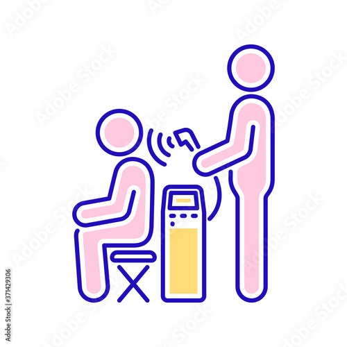 Magnetotherapy line color icon. Physiotherapy, acupuncture, rehabilitation. Isolated vector element. Outline pictogram for web page, mobile app, promo. 