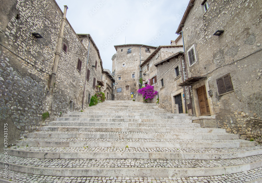 Sermoneta (Italy) - A very little and awesome medieval hill town in province of Latina, Lazio region, all in stone with famous Caetani castle. Here a view of historical center