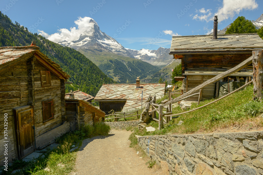 Small mountain village over Zermatt on the Swiss alps Small mountain village over Zermatt on the Swiss alps