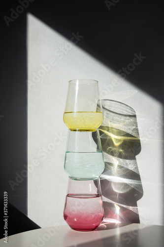 glass of water on a table