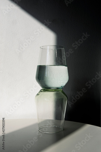 glass of water on the table