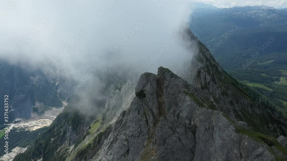 Aerial of the Kammspitz Mitterspitze Summit Cross, Dachstein, Austria Aerial of the Kammspitz Mitterspitze Summit Cross, Dachstein, Austria