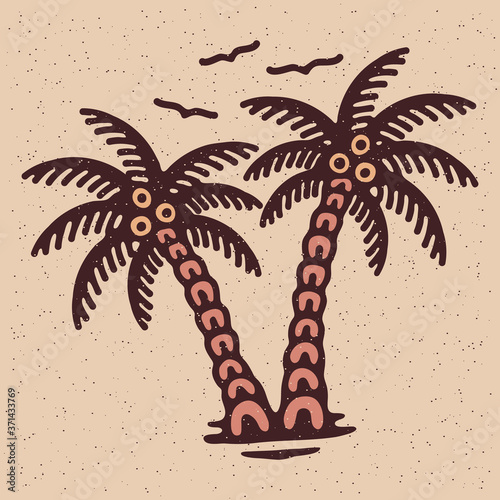Traditional tattoo flash palms, Vector illustration on grunge texture background