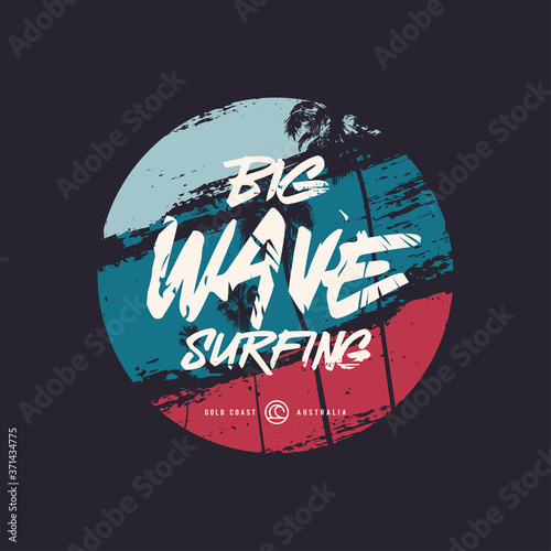 Big wave surfing t shirt vector design, poster, print, template