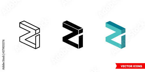 Zilliqa cryptocurency icon of 3 types color, black and white, outline. Isolated vector sign symbol. photo