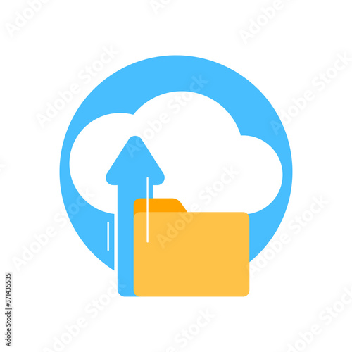 files upload to cloud storage concept flat design style icon logo vector illustration