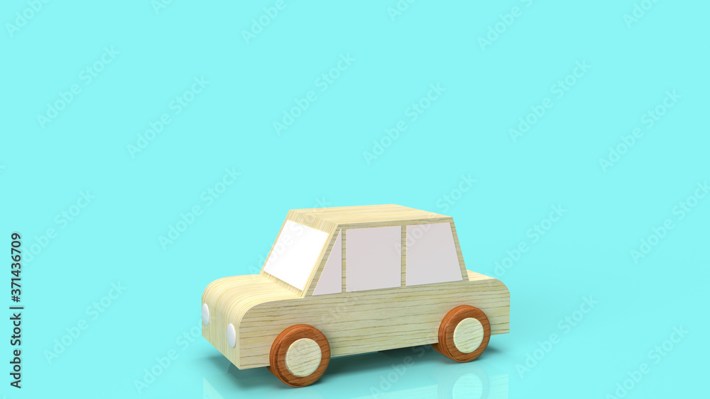 car wood toy for traffic content 3d rendering..