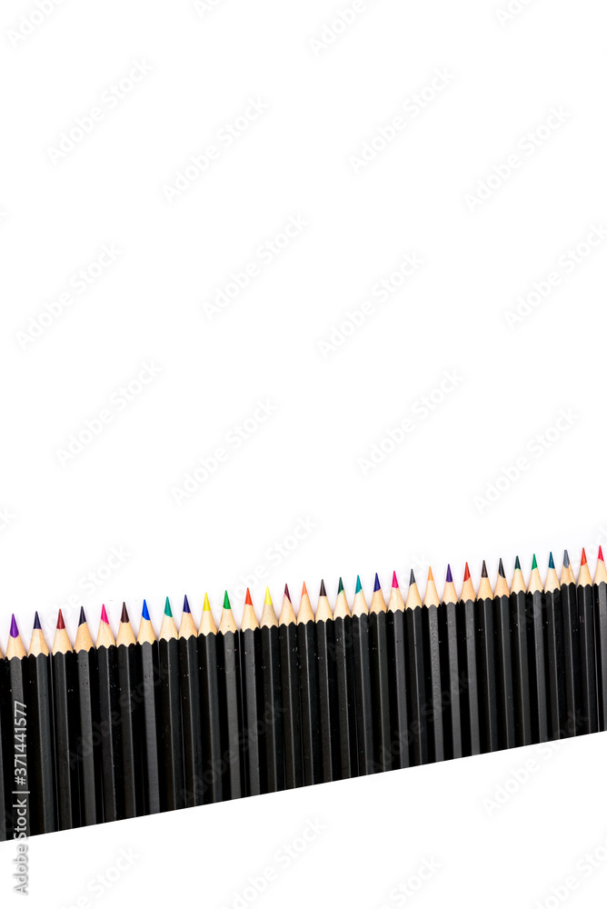 coloured pencils top view isolated coloured pencils top view isolated