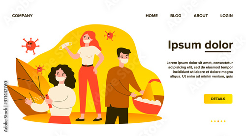 People practicing hygiene for protection from coronavirus. Men and women wearing face masks, washing and sanitizing hands. Vector illustration for coronavirus, disease prevention, guide concept