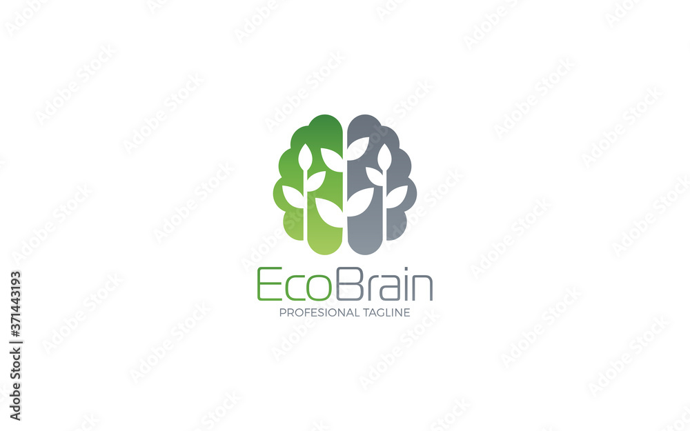 Brain logo formed leaf symbol with simple and modern shape Brain logo formed leaf symbol with simple and modern shape