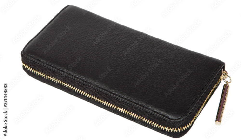 Women black wallet isolated on white background. Women black wallet isolated on white background.