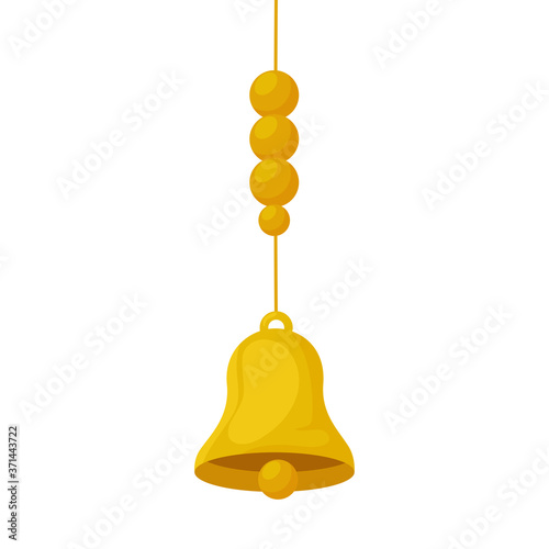 golden bell hanging, in white background vector illustration design