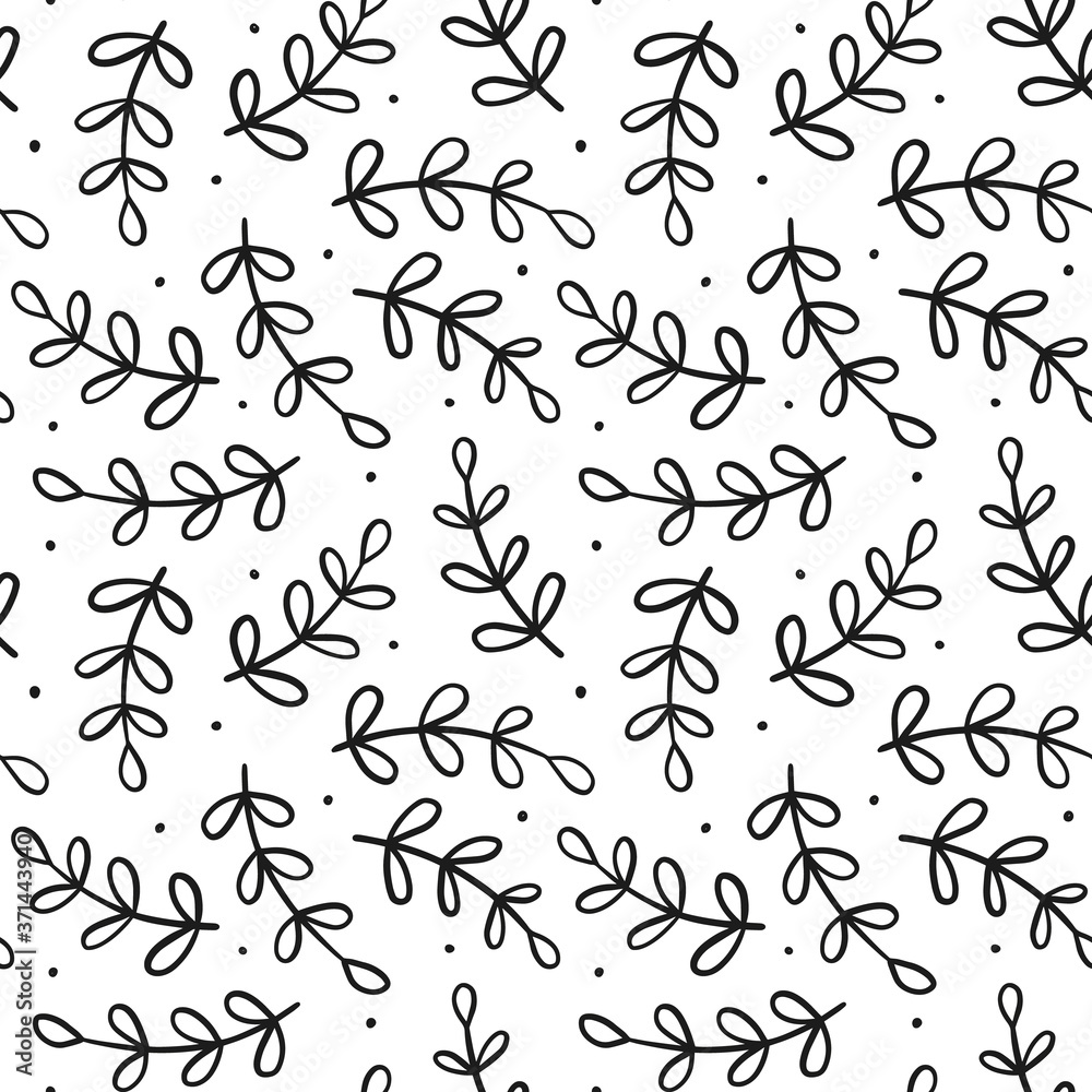 Hand drawn seamless floral background. Endless pattern. Black and white. Great for paper, card, wallpaper, banner, fabric, interior. Vector illustration. Hand drawn seamless floral background. Endless pattern. Black and white. Great for paper, card, wallpaper, banner, fabric, interior. Vector illustration.