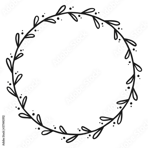 Hand drawn floral wreath. Round frame. Good for invitation  greeting cards  quotes  wedding design. Vector illustration isolated on white background.