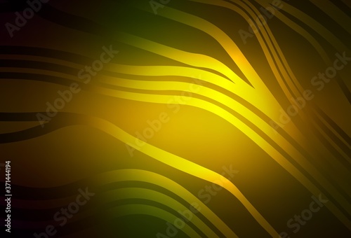 Dark Green, Yellow vector backdrop with curved lines.