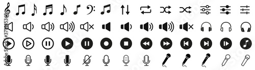 Music and sound icon set. Music sign. Vector
