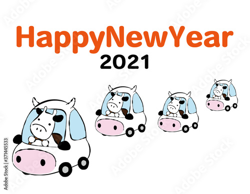 牛02_02（自動車を運転する牛さん）