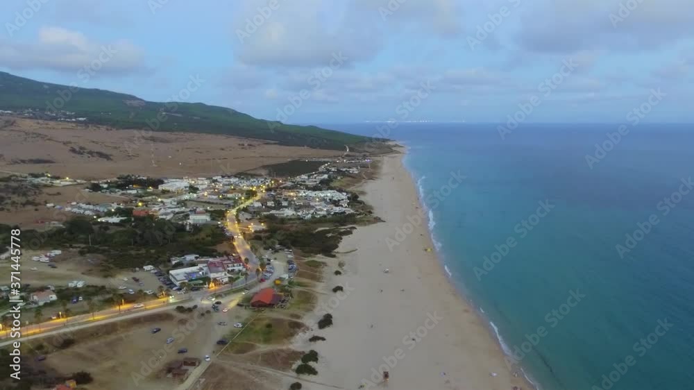 Playa Bolonia Tarifa dron aereo agua arena nubes atardecer Playa Bolonia Tarifa dron aereo agua arena nubes atardecer