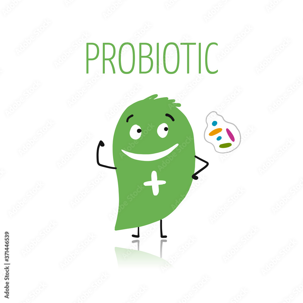 Obraz premium Funny and scary bacteria characters isolated on white. Vector icons of gut and intestinal flora, germs, virus.