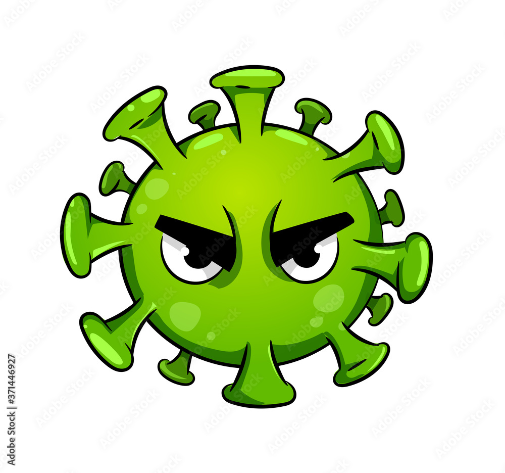 Coronavirus character design. Coronavirus bacteria. Covid-19 danger. Preventions of the COVID-19 desease.