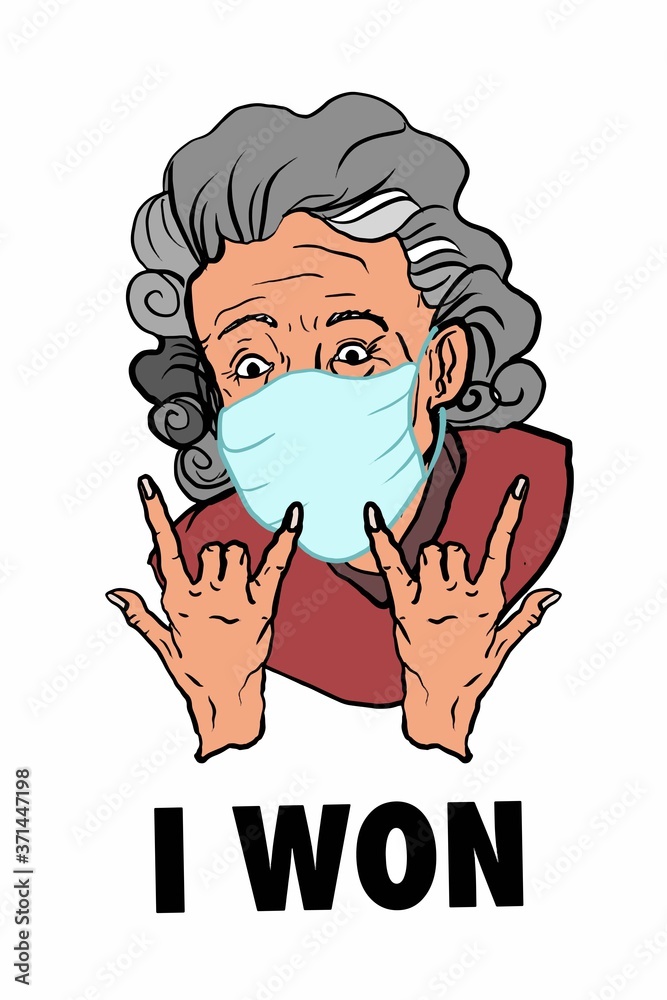 Φωτογραφία smiling grandma or old woman characters portrait illustration and making punk sy