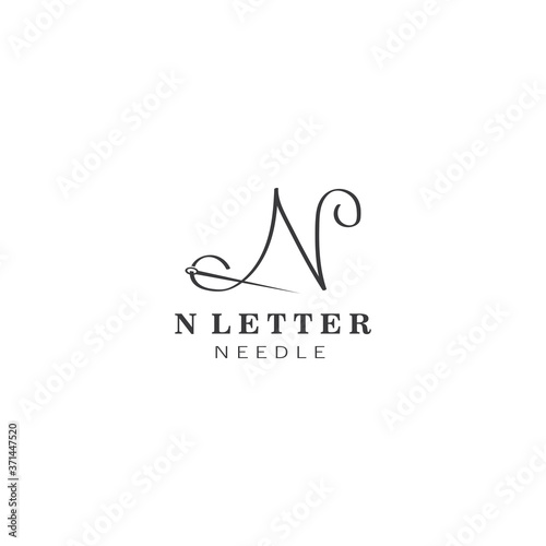 letter N logo illustration needle design vector template