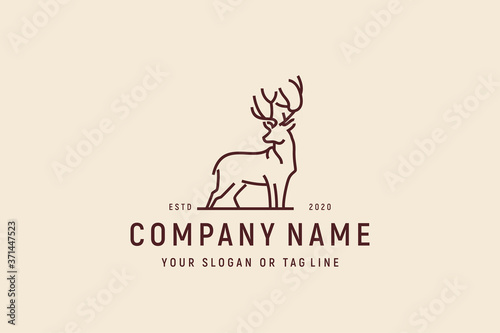 deer monoline logo design vector